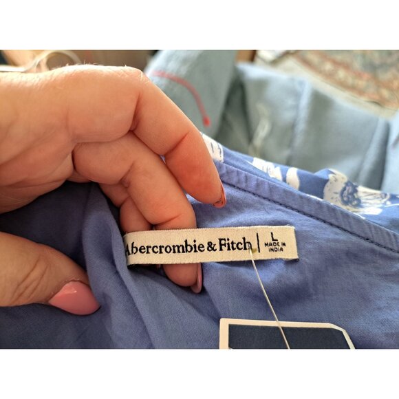 Abercrombie & Fitch Womens One-Shoulder White Blue Floral Maxi Dress Size L NEW - Picture 9 of 13